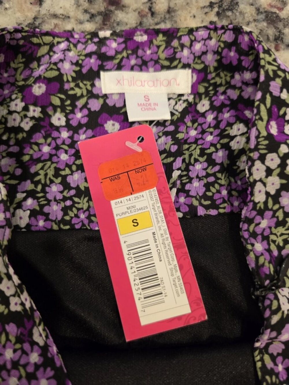 Xhilaration Purple Floral Chiffon Mini Skirt Ruffle Layered Pull On S NWT - Picture 5 of 5